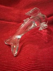 Solid Crystal Glass LEAPING DOLPHIN Figure 6.5”long - Picture 1 of 3
