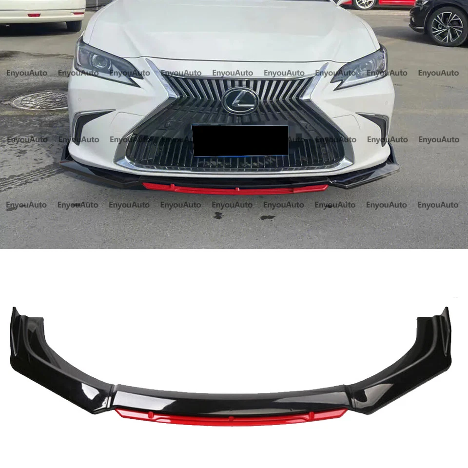 For Lexus ES250 ES300 ES350 Front Bumper Lip Spoiler Splitter Glossy Black Red - Изображение 1 из 4