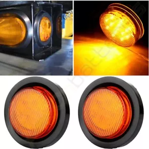 2x 2.5" Amber 13 LED Round Side Marker Clearance Trailer Light w Grommet&Pigtail - Foto 1 di 10