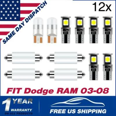 Kit de 12 luces interiores LED blancas 6000K para Dodge Ram 2003-2008 SMD Foto 1 de 4