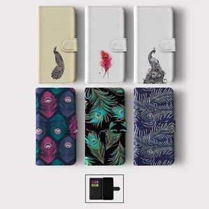 CASE FOR IPHONE 16 16E 15 14 12 SE PRO WALLET FLIP PHONE COVER PEACOCK FEATHER - Picture 1 of 8