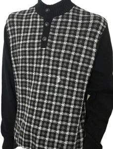 Neu $ 80 mit Etikett Chaps Sagamore schwarzer Baumwollpullover 100 % Baumwolle 3 Knöpfe XL - Bild 1 von 5