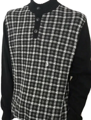 New $80 With Tags Chaps Sagamore Black Cotton Sweater 100% Cotton 3 Button XL - Image 1 of 4