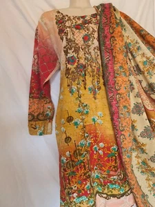 Ladies Kameez shalwar dubata Xl peach 3 Piece Suit winter wear - Picture 1 of 9