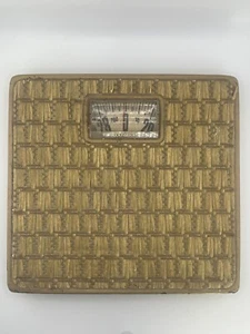 Vintage Counselor Bathroom Scale Mid Century Modern Metal Woven Tiki Style  - Picture 1 of 6