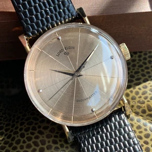 Lord Elgin "Meridian" Shockmaster MCM 23 Jewels 14K Gold Filled Wristwatch - Picture 1 of 11