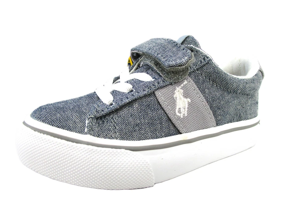 Zapatilla deportiva POLO Ralph Lauren Boys Sayer PS gris cambray, zapato sin cordones, cordones sintéticos Foto 1 de 1