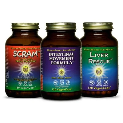 Rescate hepático + Fórmula de movimiento intestinal 120 cápsulas veganas + Scram 150 cápsulas veganas Foto 1 de 4