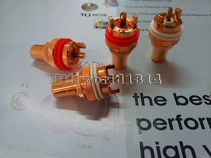 4x Rojo Cobre Chapado RCA Enchufe Chasis Hembra HiFi Amplificador Terminal - Imagen 1 de 5
