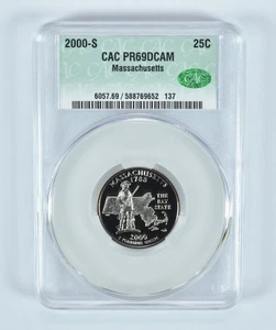 2000-S Washington State Quarter Massachusetts PR69 DCAM CAC CACg *6346 - Picture 1 of 5