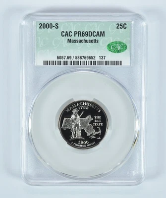2000-S Washington State Quarter Massachusetts PR69 DCAM CAC CACg *6346 - Image 1 of 4