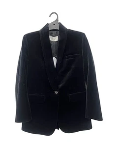 New SCANLAN THEODORE Women's Black Velvet Tux Jacket Size 10 - Picture 1 of 4