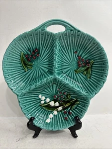 Plato de 3 secciones raro Schramberg mayólica lirio del valle aperitivo - Imagen 1 de 12