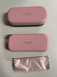 (2) Kate Spade Eyeglass Case with Pink Cleaning Cloth Pink & Dark Green & Cloth - Picture 1 of 13