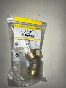SharkBite Push To Connect 45Â° Elbow Brass 1" U660LFA - Picture 1 of 2