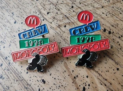 Vintage 1998 MCDONALD'S CREW MONOPOLY Mr. Monopoly Pennybags Pins Pinback Badge - Image 1 of 4