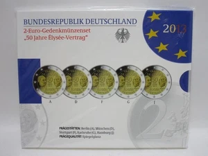 Juego de monedas - 2 € juego de monedas conmemorativas 2013 ADFGJ "50 J. Elysee Vert." PP en Bl.  GS8310 - Imagen 1 de 2