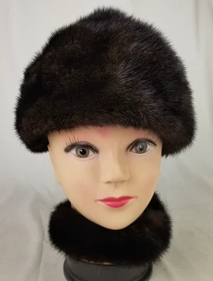 vintage faux fur hat and ear muffs womens ladies brown winter - Image 1 of 4