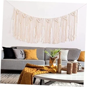 Macrame Banner Garland Boho Wall Hanging Decor Tapestry Large Woven Bohemiany - Picture 1 of 8