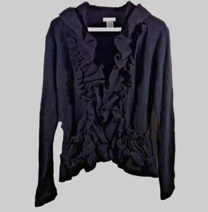 Cache Damen 100% Wolle Jacke Medium schwarz Wickel Ösen Hakenverschluss - Bild 1 von 13