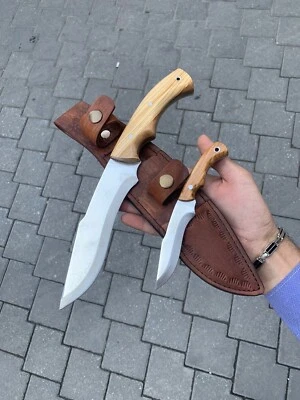 双合一手工定制狩猎刀 4116 德国不锈钢木质手柄 — 第 1/4 张图片