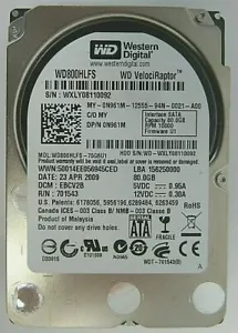 WESTERN DIGITAL N961M 0N961M WD800HLFS 80GB 10K 2.5" SATA HARD DRIVE - Picture 1 of 2