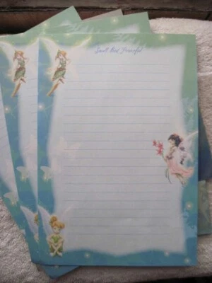 Disney's Stationary Set Note Paper Envelopes Fairies " Small but Powerful" Green - Image 1 of 4
