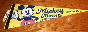 MICKEY MOUSE THE REAL DEAL DISNEY ROLL UP FELT PREMIUM PENNANT 12"x30" WINCRAFT - Picture 1 of 1