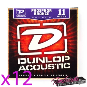 Jim Dunlop 11/52 Medium Light Phospher Bronze Acoustic Guitar Strings- Box of 12 - Picture 1 of 1
