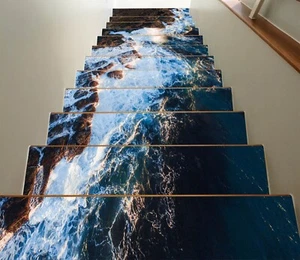 3D Schönes Meer H150 Stair Risers Dekoration Fototapete Vinyl Aufkleber Tapete E - Picture 1 of 6