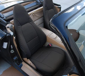MAZDA MIATA 2001-2005 BLACK VINYL CUSTOM MADE FIT FRONT SEAT COVERS - Picture 1 of 4