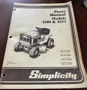 1985 SIMPLICITY 4208 & 4211 LAWN & GARDEN TRACTOR PARTS MANUAL (233) - Picture 1 of 1