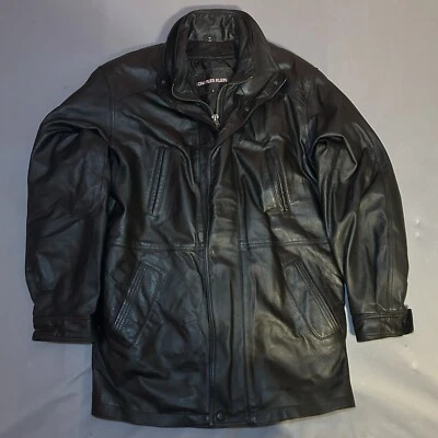 Винтажный Charles Klein натуральной кожи Тренч мужской маленький черный молнии подкладка матрица - Изображение 1 из 4