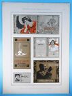 6 Bl&#228;tter Jugendstil Drucke, graph. Neuheiten, Frau, Werbung, Tiere, art nouveau
