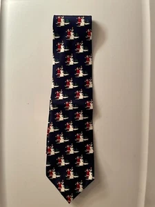 Christmas Tie - Santa And Snowman. 100% Silk Made In The USA - Picture 1 of 3