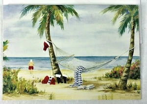 Vintage (circa 1990s) "Santa Walk" from an Original Watercolor Christmas Card  - Picture 1 of 4