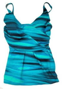 LANDS' Womens Carribean Blues Swim UNDERWIRE TANKINI TOP NWOT! 6 - Picture 1 of 2