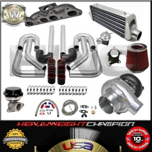 Kit turbo T3/T4 para 94-02 Honda Accord CL F22B F23A FMIC PK WG BOV colector negro - Imagen 1 de 7