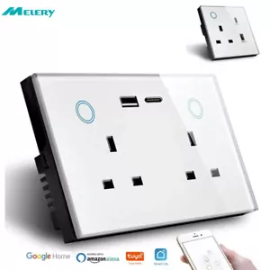 Melery 15A Smart WiFi Dual UK Socket USB Type-C Touch Control Switch Google Home - Picture 1 of 27
