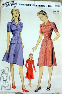 Vintage 1943 DU BARRY Ladies Fashion Two Piece Dress Pattern Size 14, Bust 32 - Picture 1 of 8