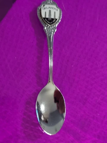 Vintage Sterling Silver Oaklahoma Logo Mini Spoon 3-1/2"- FREE SHIPPING Cover