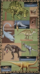 DINOSAUR SPECIES T REX JURRASIC PARK COTTON FABRIC PANEL 23" X 44" - Picture 1 of 1