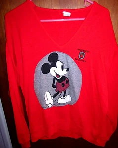 OHIO STATE large vtg sweater OSU retro Mickey Mouse classic pose rayon V-neck - Picture 1 of 1
