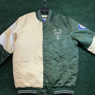 Мужская атласная куртка СТАРТЕР на пуговицах размер большой MILWAUKEE БАКСЫ 75 годовщина - Изображение 1 из 4