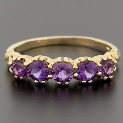 Кольцо вечности из желтого золота 9 карат с аметистом размер Q - Изображение 1 из 4