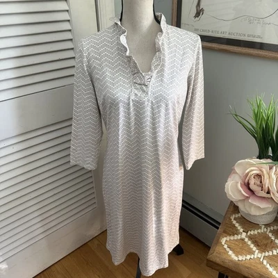 Vestido para mujer J MCLAUGHLIN grande beige blanco Durham Shift Catalina elástico preppy Foto 1 de 4