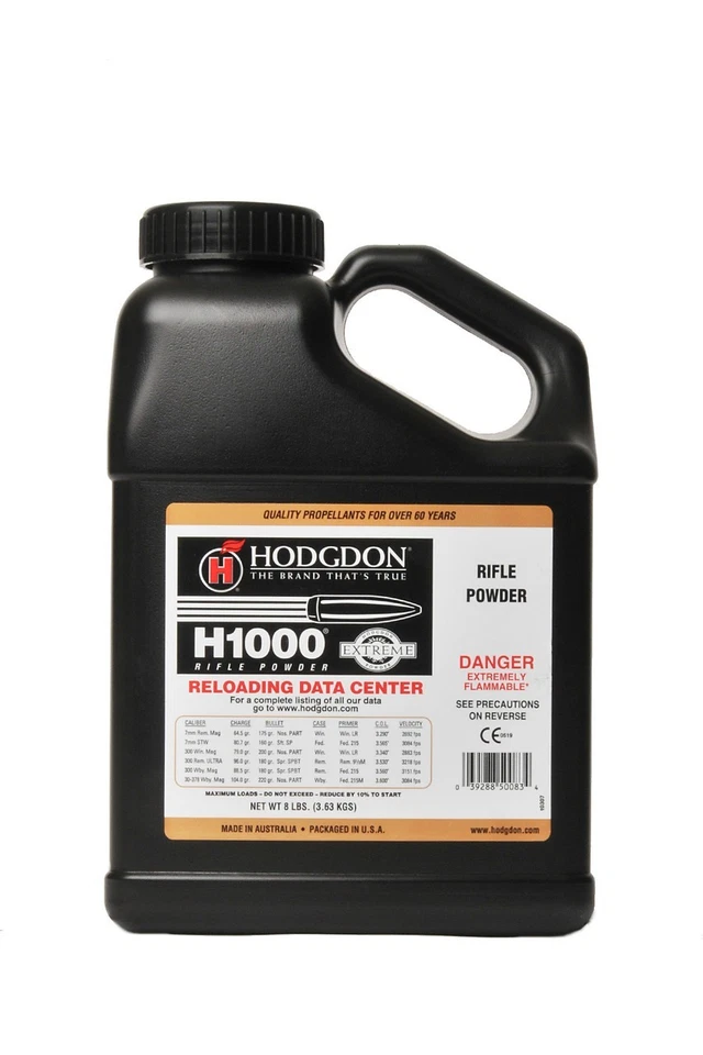 Polvo Hodgdon H1000 con características de combustión lenta, tamaño 8 lb Foto 1 de 3