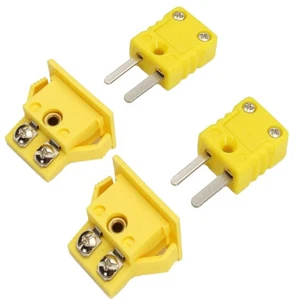 K-Type Panel Mount Thermocouple Mini Plug Connector, Male and Female, Yellow,... - Picture 1 of 5