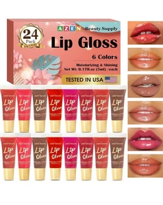 24er Pack Lipgloss Set, Color Lippenöl für trockene rissige Lippen Feuchtigkeitsspendend Feuchtigkeitsspendend - Bild 1 von 3