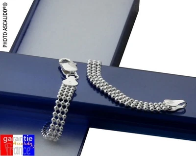 Bracelet maille grain de café en argent massif 925+boite taille 18cm pour femme  - Photo 1/3